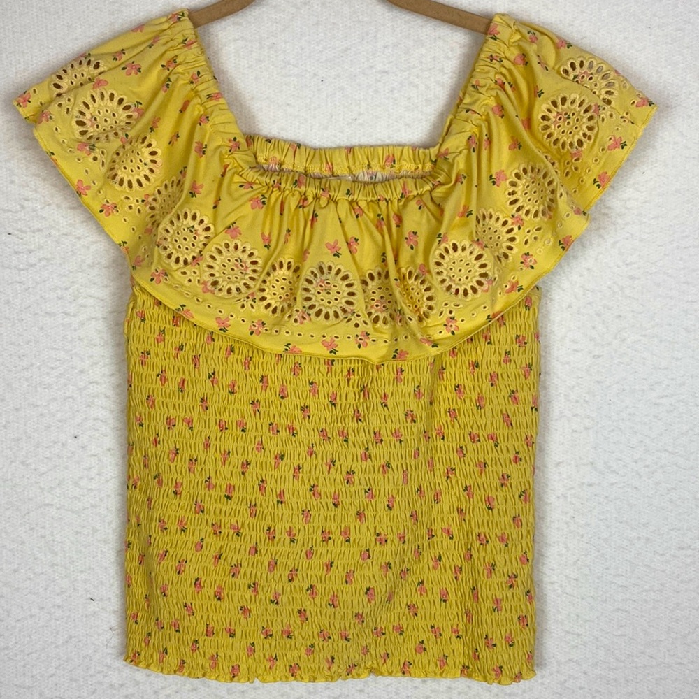 Girls kids shirt yellow floral size XL(16)